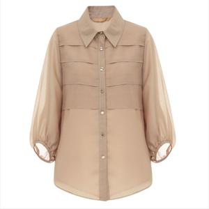 [미니멈]턱 카라 시스루 블라우스 MZCGWB7940