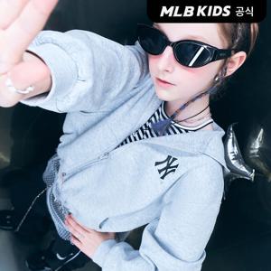 [MLB키즈 공식] 25FW 베이직 스트리트 걸스 로고 크롭 후드 집업 NY (L.Melange Grey) 7FHDB1254-50MGL