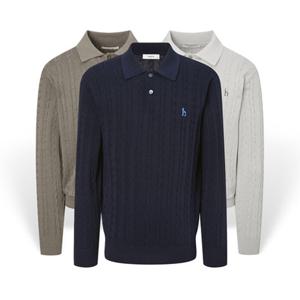 [헤지스] 남성 쿨코튼 케이블 카라 니트 PG2-HZSW5F253