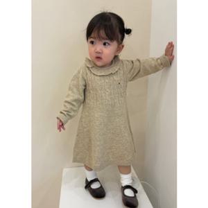 [타미힐피거칠드런2] 케이블 스웨터 원피스 T42F7NDR160GT1 12M_2T