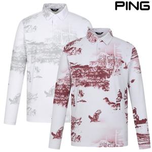 골프양말증정_PBS 남성 프린팅 카라 긴팔티 111E3TO181