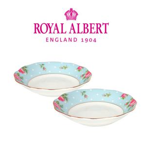 [로얄알버트]뉴황실장미 찬기 소 2P 세트(폴카블루)