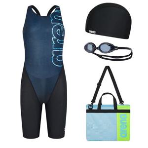 [아레나] 빅로고 여아동 4부 반신 수영복키트 A4BG1KG03BLK