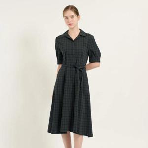 [비씨비지]벨티드 플레어 체크 원피스  B5C7O602