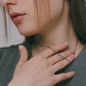 제이로렌 앤틱 스퀘어체인 하트 실버 목걸이 N01184