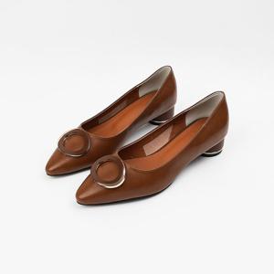 [신난다슈]여성 펌프스 힐 3cm 스틸레토 정장 구두 발편한 통굽 소가죽 BL257266 브라운