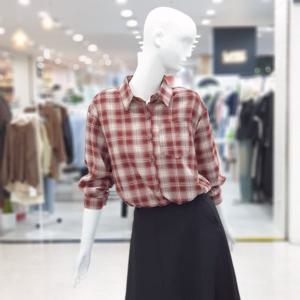 [ab.f.z]체크 스트링 셔츠 블라우스 FSPNZ4B35J