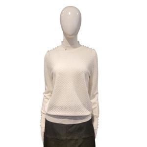 [페이지플린]넥 레이스프릴 와플 장식 니트F5CKN502A