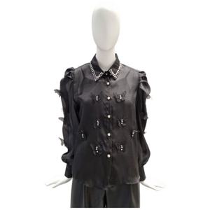 [페이지플린]진주 카라넥 나비 시스루 블라우스 F5CBL007