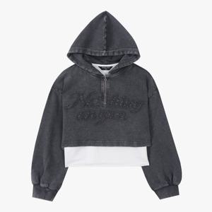 [더데이걸]워싱 크롭 후드티셔츠나시세트TGMH25W01