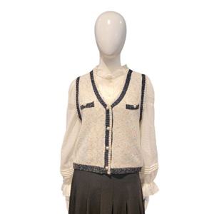 [페이지플린]진주단추 브이넥 펄 니트 조끼F5CVT001A