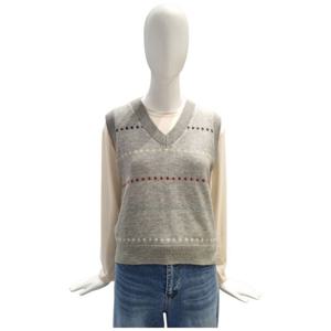 [페이지플린]브이넥 플라워 스티치 니트 조끼 F5CVT500