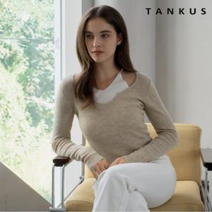 [탱커스]슬림핏 배색 이너 레이어드 긴팔 니트 (TX3KP016L0)