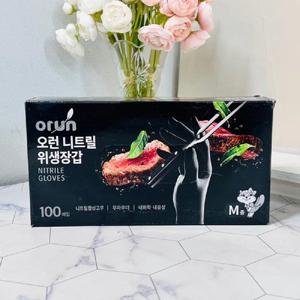 오런 니트릴 위생장갑 검정 100매(M) 위생장갑 장갑 요리장갑 주방장갑 일회용장갑 조리용장갑 식품장갑 청