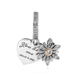 판도라 792012CZ 스노우플레이크 하트 댕글 참