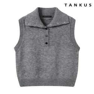 [탱커스]하이넥 반버튼 니트 베스트 (TX3VT008L0)