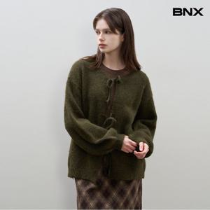 [BNX]리본 여밈 헤어리 긴팔 가디건 (BX3CD031L0)