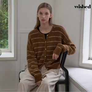 [위시드]루즈핏 스트라이프 배색 긴팔 가디건 (WICCCD025)
