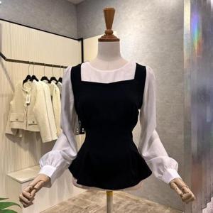 [ab.f.z]AOZ4HB42J_배색 레이어드 다트 블라우스