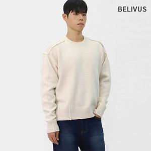 빌리버스 남자 울 니트 긴팔 세미오버핏 라운드넥 간절기 티셔츠 BOAS002