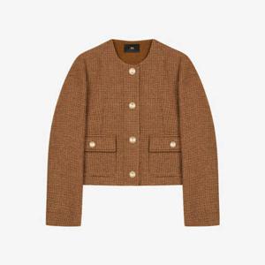 [씨]체크 포켓 노카라 자켓 SLJAZ0186