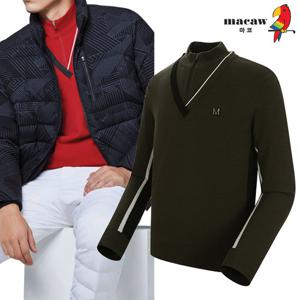 [마코] (남성)배색 포인트 반집업 니트_MMM4SW61
