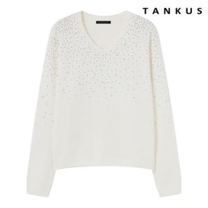 [탱커스] 진주 큐빅 브이넥 긴팔 니트 (TX4KP009L0)