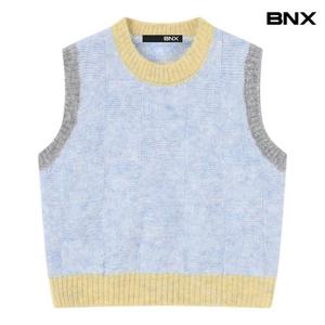 [BNX] 스퀘어 배색 니트 베스트 (BX4VT001L0)
