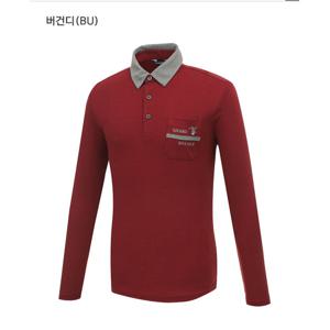 [디즈니골프]남성 포켓 배색 기모 긴팔 카라 티셔츠 (SO3MTS006-