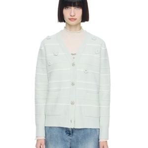 [듀엘]플라워 아플리케 스트라이프 가디건 D244KSL055