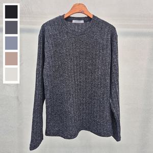 남자 간절기 왕골지 라운드 긴팔 니트 5C-KN-Q108-차콜