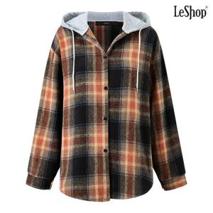 [르샵]후드 배색 루즈핏 체크 긴팔 셔츠 (DP4BA001A)