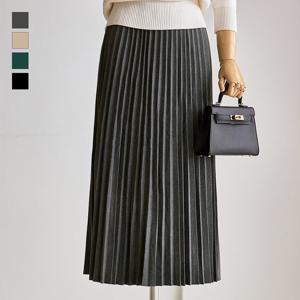 [커스텀에이블] 모직 기계주름 밴딩 스커트_T2511SK067D