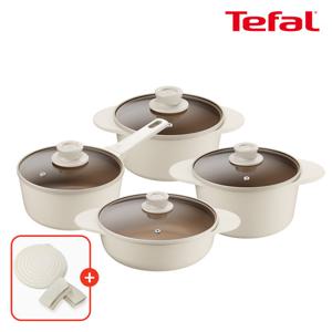 테팔 인덕션 주물 아이콘 냄비 4종(편수18+양수18+20+전골24)(+실리콘 냄비손잡이+냄비받침)