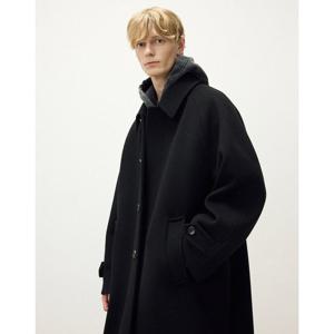 일꼬르소 25FW 캐시미어 블렌드 스트럭처 발마칸 코트 블랙 IECO5F002BK