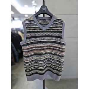 바쏘옴므 세이브존03 바쏘옴므 남자 조끼 그레이 울 블렌드 니트 베스트 WSAFZ3WV10A