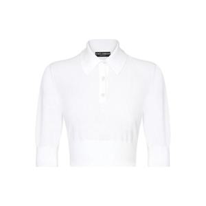 돌체앤가바나 파인 니트 크롭 폴로 셔츠 FXZ05TJFMEB