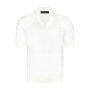 돌체앤가바나 로고 자수 실크 폴로 셔츠 GXZ09ZJBSJS