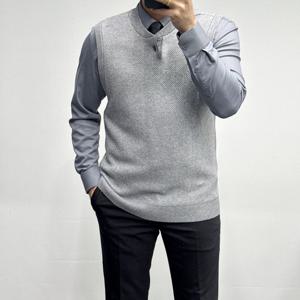 [바쏘옴므]25FW 울캐시미어 헨리넥 정장 니트조끼 WSZ3-WV08-AGR