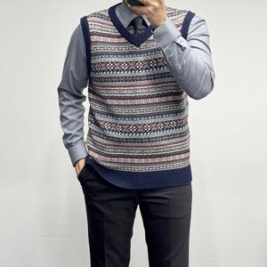 [바쏘옴므]25FW 울혼방 V넥 노르딕니트조끼 베스트WSZ3-WV11-ANY