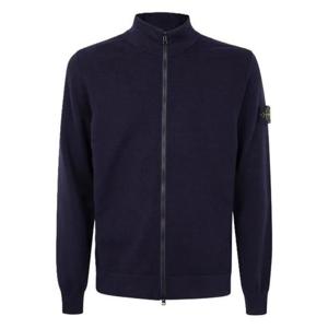 25 FW 스톤 아일랜드 로고 패치 집업 울 퓨어 가디건 네이비 K2S155100083S00FG