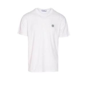 25 FW 스톤 아일랜드 로고 패치 라운드넥라인 티셔츠 화이트 2100029S0057