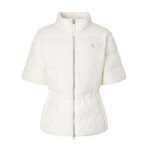 헤지스 골프 여성 25FW 아이보리 여성 니트 반팔 구스 다운 점퍼 HWJU5D755IV