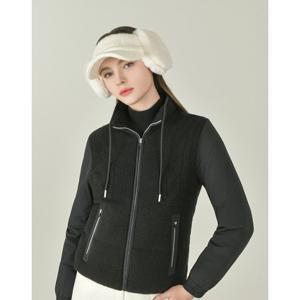 헤지스 골프 여성 25FW 블랙 여성 중량 케이블 조직 다운 스웨트 점퍼 HWSW5D752BK