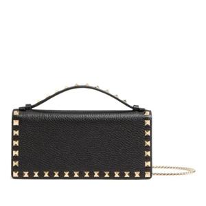 발렌티노 락스터드 그레인 가죽 체인 장지갑 WP0AK2VSH 0NO