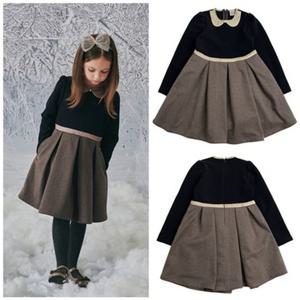 빈[BEEN]HP 여아 브라운 헤링본 배색 원피스 BZ74OP01BN PG