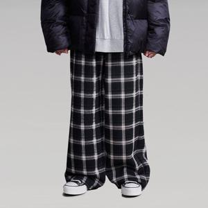 [에꼴리에] 남녀공용 겨울신상와이드체크본딩바지(25D1256)