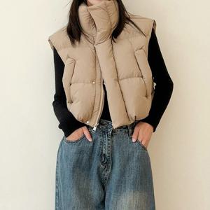 [올리비에스클로젯] 옆포켓 스트링 패딩 조끼_O2411PV003D