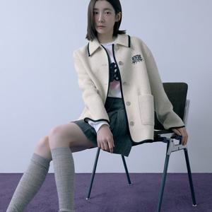 [쥬크]알파카 블렌디드 니트 배색 하프코트 Z254MSG714