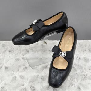 [탠디]여성 리본 장식 스퀘어토 플랫 X2HS50DZ09 G-BLACK 2SD JJ